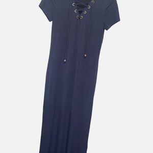 ✨MICHAEL KORS✨Elegant Navy Lace-Up Maxi Dress 👗